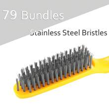 Stainless Steel Wire Brush With 2 Heavy-Duty Dust Scraping Or Painting Brushes, Equipped With A 10.5-Inch Curved Handle And 79 Bristles - Suitable For Rust Removal, Decontamination, And Pre Welding Paint Scrubbing, Cleaning Dirt And Rust Removal - 2 Pcs - View 7