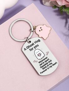 Cute Ghost Keychain, Pink Heart Message Metal Bag Charm For Purse & Backpack, A Ghost Hug Gift, Halloween Gift, Christmas Stocking Stuffer - Multicolor - View 9