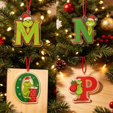 The Grinch 52pcs Christmas Green Monster Acrylic Letter Pendants, 26 Styles Christmas Tree Hanging Decorations, Cross-Border Holiday Gifts - Multi-color - View 4
