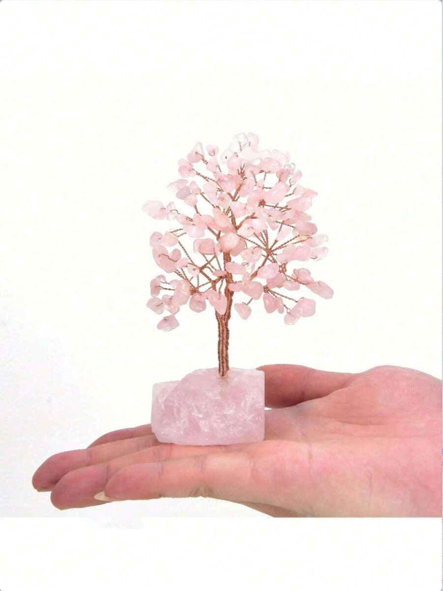 1pc Natural Crystal Tree Shaped Quartz Crystal With Copper Wire, Suitable For Bedroom Desktop Home Decor, Simulated Tree-Shaped Gemstone Ornament, Also Can Be Used As A Spiritual Gift (Natural Stone, Base Shape Varies) - Original Stone Tree - View 1