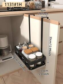1pc Under Cabinet Hanging Storage Rack, Multi-Functional Storage Basket For Cabinet Door Inside And Outside, Suitable For Bathroom And Kitchen Storage And Organization, No Drilling Required, Door Hanging Basket Storage Rack - Storage Rack - View 3