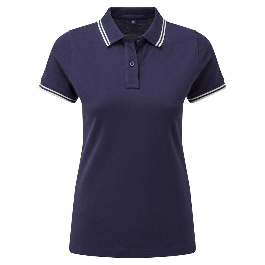 Roly Asquith & Fox Womens/Ladies Classic Fit Tipped Polo - Navy/White - View 1
