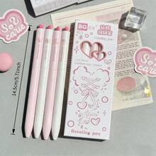 4pcs Heart-Shaped Click Gel Pens | Pink Novelty Pens, 0.5mm Quick-Dry Ink, Ballpoint Pens, Suitable For Love Letters, Valentine's Day And Romantic Journals - Sets - View 5