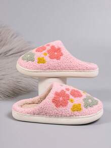 Sandal Wanita Shu Rui Motif Bunga Lucu Warna Pink, Sandal Rumah Tertutup dengan Motif Bunga Warna-warni, Sandal Kasual untuk Dalam dan Luar Ruangan - Berwarna merah muda - View 4