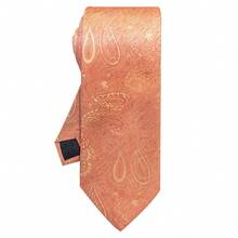 AlanKing 1pc Paisley Ditsy Floral Tie For Men, 8cm, Suitable For Holiday, Wedding, Work - Coral Orange - View 2