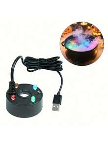 Home Use Mist Maker With Color Light, Water Landscape Decoration, Witch Cauldron Fog Machine, Living Room Fish Tank Mist Maker, Indoor Desktop Fountain Mist Machine, Halloween Gift - A - View 4