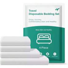 4-Piece Bed Sheets Set Towel Hotel Quilt Cover Bedding Dirty Proof Pillowcase Dirty Quilt Cover Portable Travel Essential - White - View 4