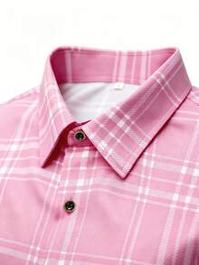 Men's Casual Dress Shirt With Plaid Pattern For Multiple Occasions, Dinner And Business - Essential Gift For Men - Baby Pink - View 8