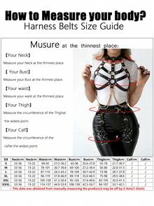1 Set Women's Black Gothic Full Body Harness, Waist Chain And Strap Accessories, Suitable For Halloween, Party And Daily Wear - Black - View 4