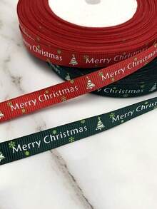 Pita, Tas Hadiah Natal, Pita Pembungkus Hadiah, Pita Satin Merah - Dekorasi Pesta Natal dengan Teks, Untuk Pembungkus Hadiah, Karangan Bunga, Garland - Pita Poliester Tahan Lama, Cocok untuk Kerajinan dan Dekorasi Hari Raya. - MultiWarna - View 4