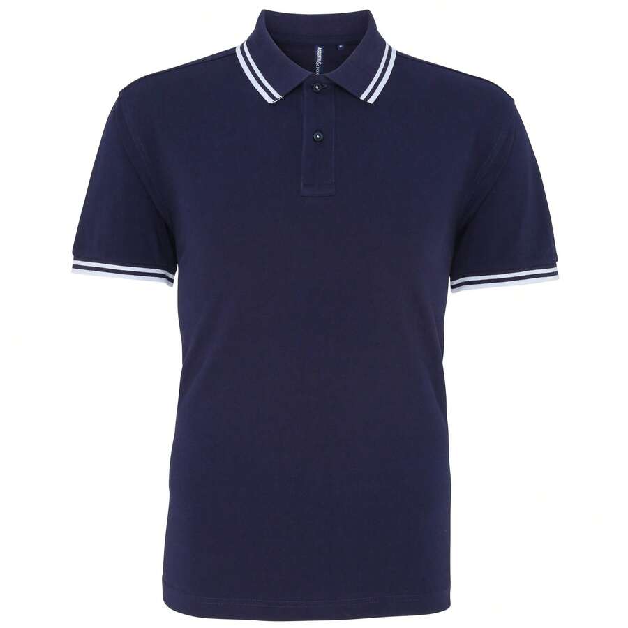 Roly Asquith & Fox Mens Classic Fit Tipped Polo Shirt - Navy/ White - View 1