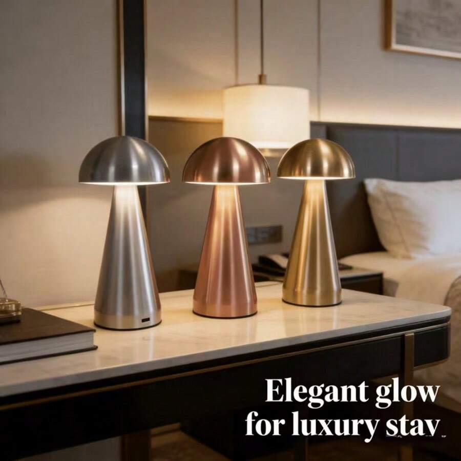 USB Rechargeable Minimalist Atmosphere Table Lamp, Mushroom Decorative Table Lamp, Rechargeable And Plug-In Dimmable Light, Minimalist Design For Restaurant, Couple Dinner, Bedroom, Bar, KTV, Outdoor Picnic, Camping, Restaurant, Bedroom, Study Lamp - Multicolor - View 1