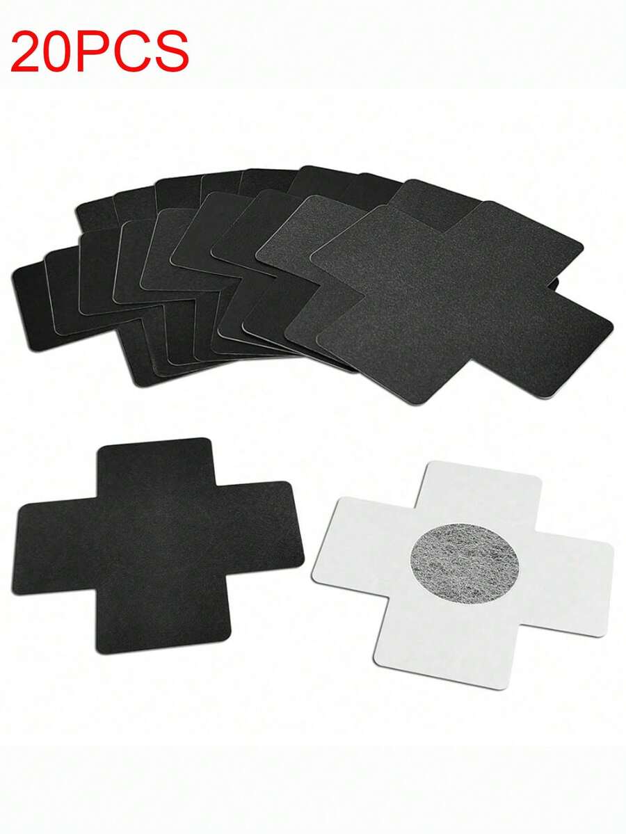 2/20 Pcs Black Cross Shaped Self-Adhesive Satin Disposable Nipple Cover Stickers For Women, Suitable For Strapless Clothes - Black - View 1