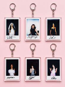 1pc/6pcs KATSEYE Members Autograph Photo Aesthetic Acrylic Keychains, All Members Vintage Signed Photo Series Rectangular Pattern Pendant, Backpack And Car Key Accessory, K-Pop And Western Pop Music Fan Gift - Multicolor - View 2
