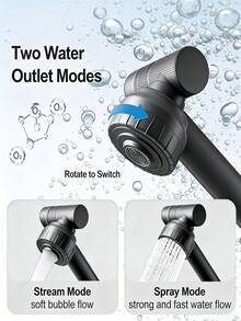 Modern Rotating Dual-Mode Water Faucet, Multi-Function Kitchen Sink Faucet With Inlet Pipe, Single Hole Hot And Cold Water, 1080° Rotating Adjustable Spray Head With Bubble Outlet Anti-Splash, Easy Installation Design, Portable, Suitable For Bathroom And Kitchen Sink, Commercial Grade Kitchen And Bathroom Accessories, RV Kitchen Faucet - Black - View 8