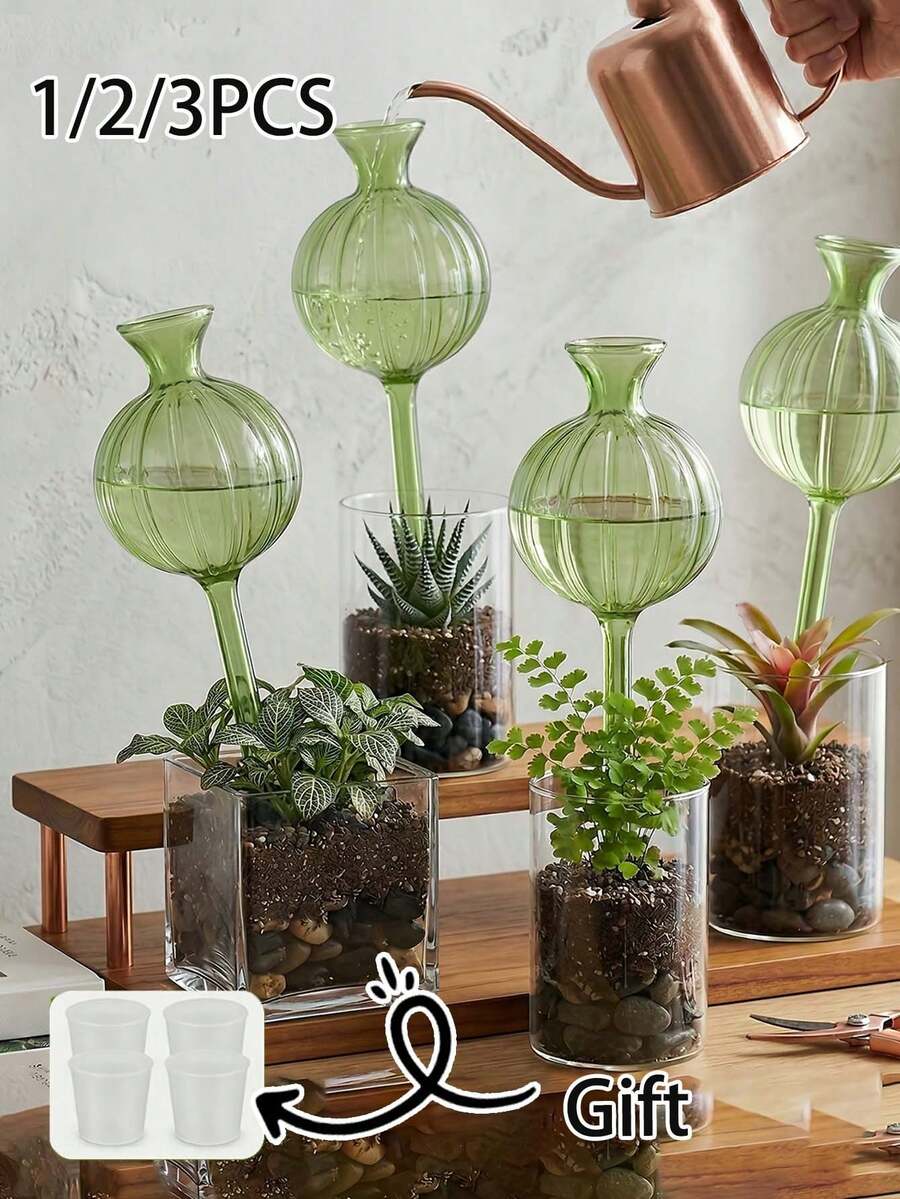 1/2/3pcs Cactus Shaped Automatic Watering Ball Set, Includes 1/2/3pcs Plant Watering Balls And 1/2/3pcs Flow Control Plugs, Anti-Clogging Automatic Watering System, Suitable For Indoor Plants, Cute Plant Care Gift, Perfect For Plant Lovers - Multicolor - View 1