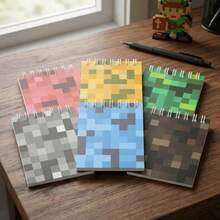 6pcs Mini Pixel Notebooks - Vibrant Game-Inspired Pocket Notebooks With Red, Orange, Green, Blue And Brown Pixel Designs, Perfect For Birthday Party Gifts And Gamers - Multi-color - View 5