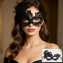 1pc Rhinestone Swan Makeup Mask, Hollow Metal Venetian Half Face Mask, Suitable For Women, Available In Black And Gold Colors, Perfect For Halloween, Carnival And Party Use - Multicolor - View 9