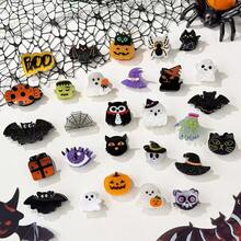 New Halloween Acrylic Mini Hair Clips In Random Colors (5/3/2/1 Pieces), Featuring Stylish Ghost, Pumpkin, And Black Bat Designs. Perfect For Girls' Halloween Hair Accessories, Suitable For Everyday Wear And Halloween. - Multicolor - View 3
