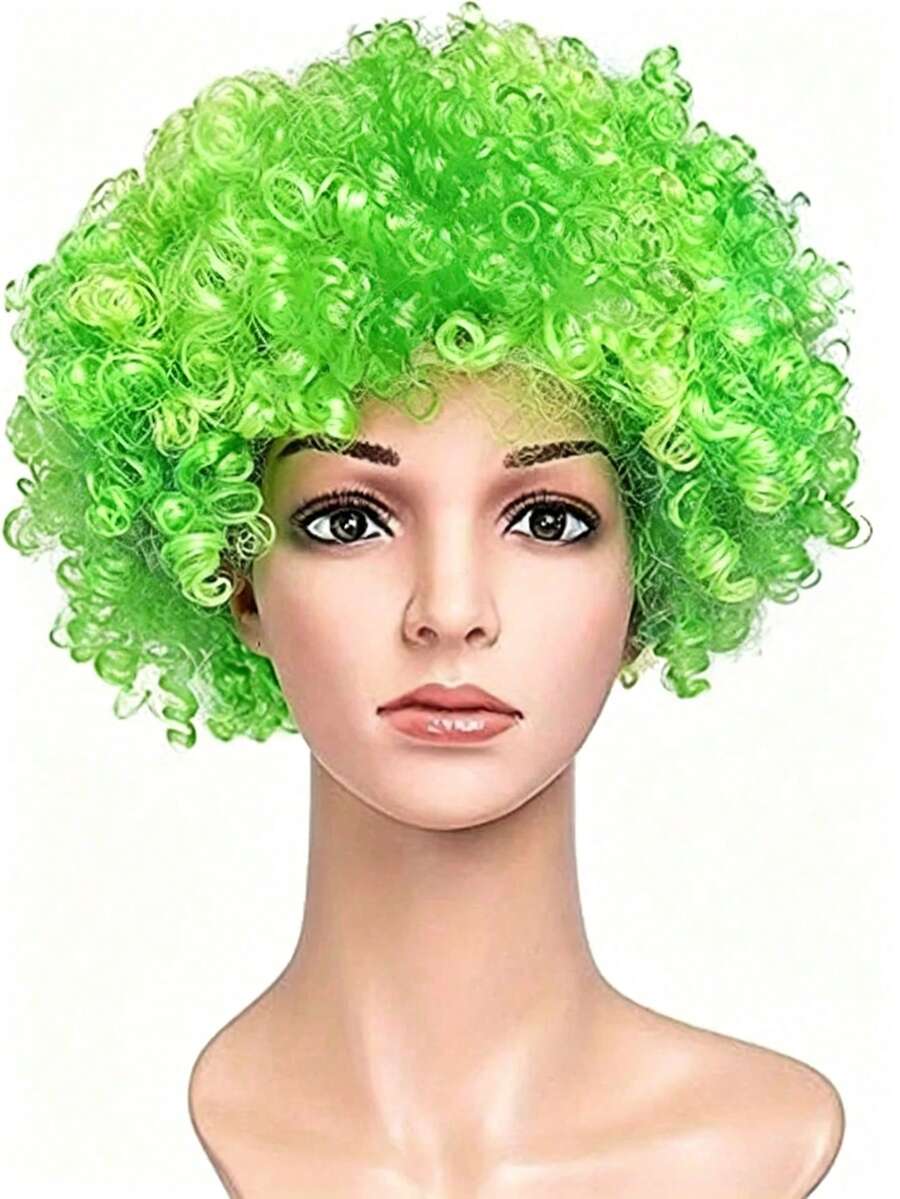 Green Festival Is Joyful, The Colorful African-Style Clown Wigs - Punk Rock Style, Made Of Polyester Fiber, Very Suitable For Cosplay And Party Performances. Halloween Wigs - Green - View 1