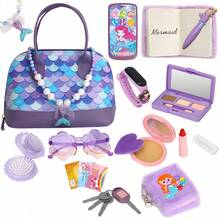 Carteira de Brinquedo para Meninas, Carteira de Criança, Inclui Maquiagem de Mentira, Conjunto de Brinquedo de Princesa, Contendo Bolsa, Telefone, Relógio, Lenço, Carteira de Brinquedo para Crianças, Presente de Aniversário, Adequado para Meninas de 3, 4, 5, 6 Anos e Acima - Rosa chiclete - Visão 10