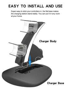 1pc DualSense Controller Charging Dock, Dual Type-C Interface, Fast Charging Stand With Protection Chip And LED Indicator, Compatible With PlayStation 5 Controller, Portable Sync Charging Station - View 7