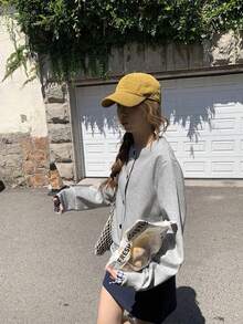 Women's New Niche Plaid Patchwork 2 In 1 Baseball Sweatshirt Jacket - Grey - View 7