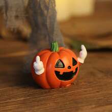 2026-1pc Funny Gesture Pumpkin Shaped Desktop Ornament, Quirky Ghost Face Pumpkin Decorative Craft, Atmospheric Desktop Decor, Personalized Home Decoration, Birthday Gift, Perfect Gift - Multicolor - View 4