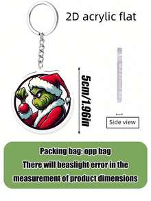 Splendor Gleclinch Lovely Holiday Bag Hanging, Acrylic Printed Key Ring Pendant With Metal Chain, Everyday With Christmas Decorations - Multicolor - View 3