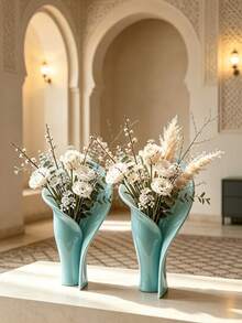 1/2pcs Artistic Shaped Vase Unique Flared Rim Vase Living Room Window Sill Tabletop Decor Stable Base Anti-Tip Suitable For Dried Flowers Artificial Flowers Exquisite Gift Ornament - Hem - View 8