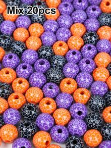 10/20/50pcs Halloween Spider Web Beads For Jewelry Making, Black Wood Beads For Keychain Making Supplies, Halloween Decor, Gothic Style Crafts - Spider Web Beads - View 10