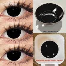 Eyeshare زوج واحد من عدسات الاتصال للتنكر باللون الأبيض للعيون، عدسات لعب الأدوار الأنمي، عدسات هالوين سوداء - قابل للتخلص سنوياً - مشاهدة 15