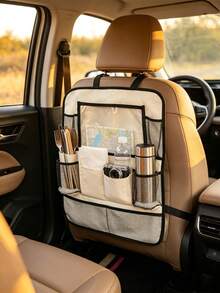 1pc/6pcs Car Seat Back Organizer With Tablet Holder, Multi‑Pocket Backseat Storage Bag, Hanging Pouch For Tablet, Water Bottle, Tissue & Sundries, Universal Car Interior Accessory For Neat Back Seat On Trips & Daily Driving - Multicolor - View 12
