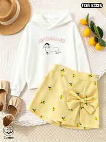 Cute Hooded Sweatshirt For Children, Printed With Cartoon Puppy And Red "ANDIAMO" Logo, Suitable For Daily Wear In Autumn And Winter - White - View 3