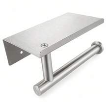 Stainless Steel Wall-Mounted Toilet Paper Holder With Shelf - Stylish Bathroom Accessory, Space-Saving - A - View 7