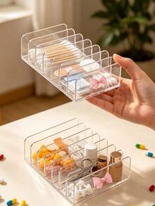 Acrylic Eyeshadow Palette Storage Box, Transparent Large Capacity Desktop Drawer-Style Storage Box, Transparent Cosmetic Storage Box, Makeup Brush Holder, Perfume Storage Box, Jewelry Box, Suitable For Living Room, Dining Room, Kitchen, Bedroom - Multicolor - View 2