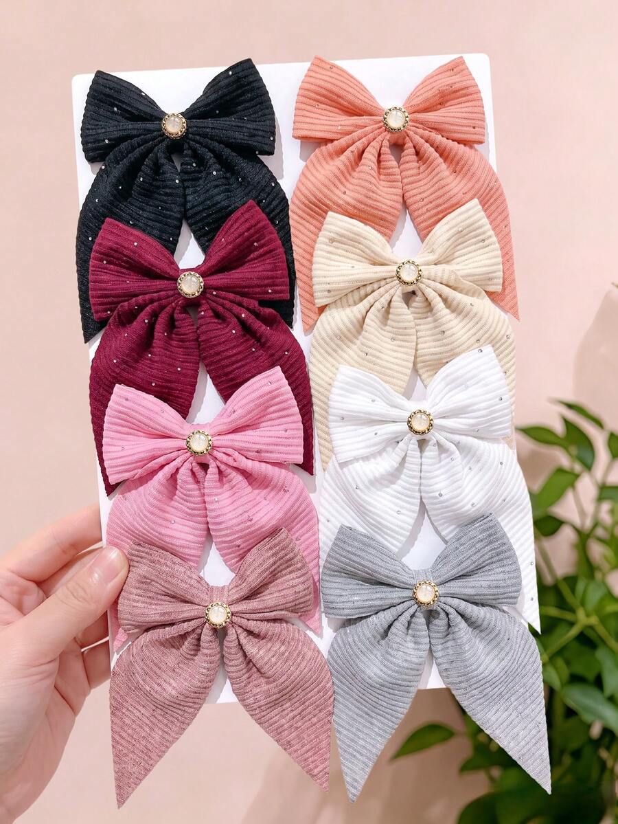 1/4/8pcs/Set Floral Bead Bow Hair Clips Combination, Sweet Hair Accessories - Suitable For Girls And Women, Applicable For Daily Outings And Dates - Multicolor - View 1