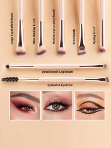 ronshadow 10pcs Dual-Ended Makeup Brush Set, Multi-Purpose, Fine Soft Bristles, No Powder Absorption, One Set For Face And Eye Makeup - Multicolor - View 10