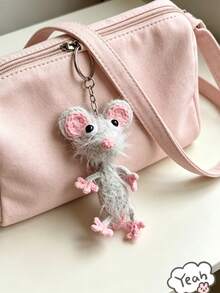 Cute Mouse Bag Charm, Creative Car Key Chain Pendant, Backpack Pencil Case Charm, Kawaii Bag Charm, Suitable As Gift For Friends, Sisters, Couples, Back To School Season Gift, Y2K Girl Style Gift (Handmade, Duck, Mouse) - Grey - View 7