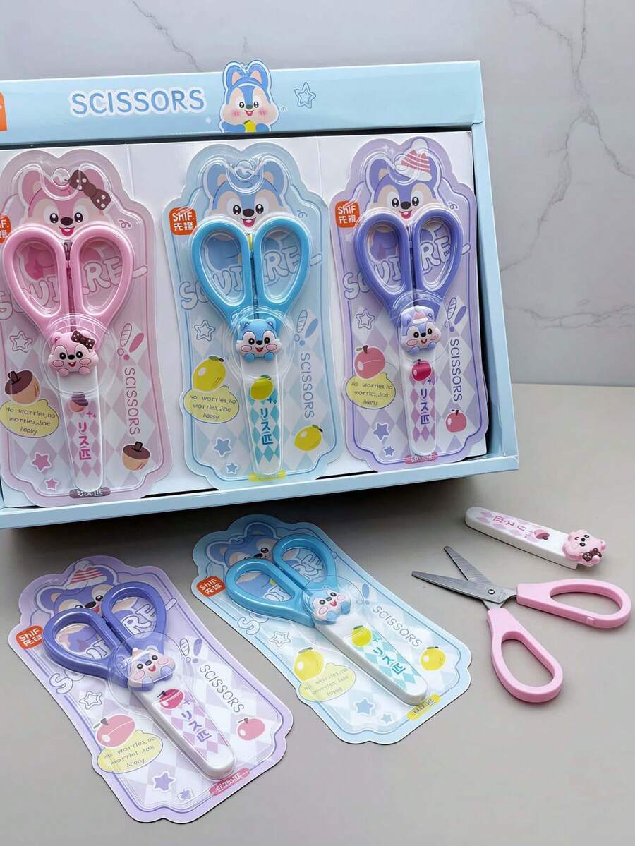 1 cái/2 cái kéo nhựa hình sóc dễ thương, màu sắc và kiểu dáng ngẫu nhiên, bộ văn phòng phẩm để bàn, kéo trang trí DIY, cắt mượt, dao nhỏ đầu tròn, kéo nhỏ bằng thép không gỉ, vui nhộn và nhiều màu sắc, quà tặng phần thưởng văn phòng phẩm thiết thực, hỗ trợ văn phòng, nhà ở, trường học, phù hợp cho văn phòng và trường học, đồ dùng thiết yếu tựu trường - Nhiều màu - Xem 1