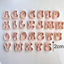 1/26pcs Bubble Letter Soft Clay Cutter Set, Cute Rounded Artistic English Letters, English Letter Clay Art Soft Clay DIY Jewelry Molds - Apricot - View 32