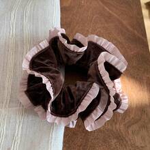 1pc French Style Autumn/Winter Velvet Lace Scrunchie, Elegant Fashionable Hair Tie For Women, Versatile Hair Accessory - Multicolor - View 5