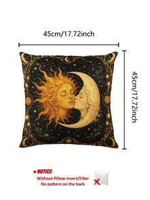 神秘太陽月亮擁抱臉桌旗、枕套、餐墊，復古占星宇宙星空圖案，哥德波希米亞女巫風，適合餐廳派對居家裝飾 - 彩色 - 查看 9