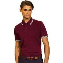 Roly Asquith & Fox Mens Classic Fit Tipped Polo Shirt - Burgundy/ Sky - View 2