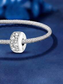 1pc Fashion Zirconia Heart-Shaped Rhinestone Beaded Bracelet Bangle DIY Jewelry Making Daily Wear Decoration For Girls - Fastener - View 2