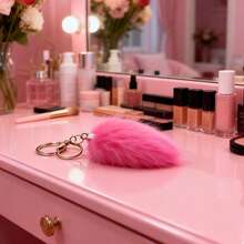 Faux Plush Fox Tail Keychain Fluffy Bag & Car Hanging Charm Pendant For Women - Multicolor - View 3