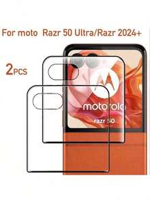 2pcs Tempered Glass Screen Protector For Razr 70, Razr 60/Razr 60 Ultra, Razr 50/Razr 50 Ultra, High Definition Curved Full Coverage Transparent Anti-Scratch Anti-Drop Back Screen (Outer Screen), Easy Installation - Clear - View 13