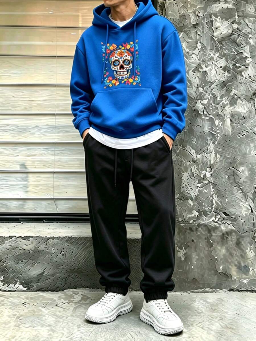 Men Hoodie Co-Ords - Blue - View 1