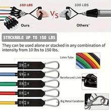 Upgraded Resistance Band Set With Door Anchor, Handles, Carrying Bag, Leg & Ankle Straps, Suitable For Resistance Training, Body Relaxation, Home Workout - Multicolor - View 3
