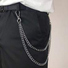 1pc Minimalist Fashion Men's Jeans Chain Punk Style Hip Hop Pants Chain Waist Chain Women's - Silver - View 2